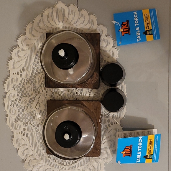 NWT Pair of Tiki Glass Votive Table Torches - Picture 4 of 13
